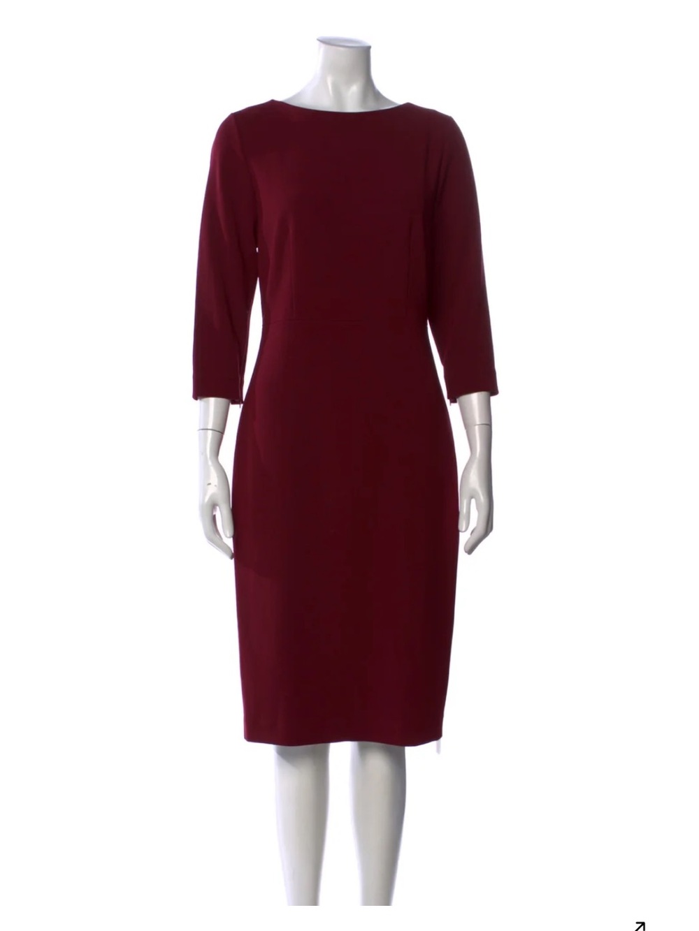 Theory Burgundy Crewneck Sheath Midi Dress